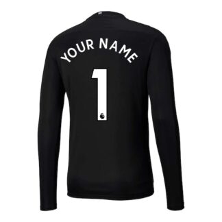 2020-2021 Man City Home Goalkeeper Shirt (Black) - Kids (Your Name)
