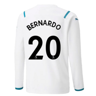 2021-2022 Man City Long Sleeve Away Shirt (Kids) (BERNARDO 20)