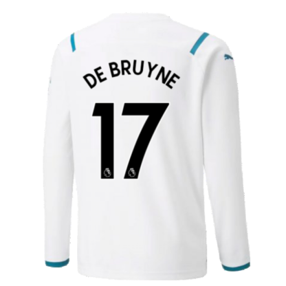 2021-2022 Man City Long Sleeve Away Shirt (Kids) (DE BRUYNE 17)