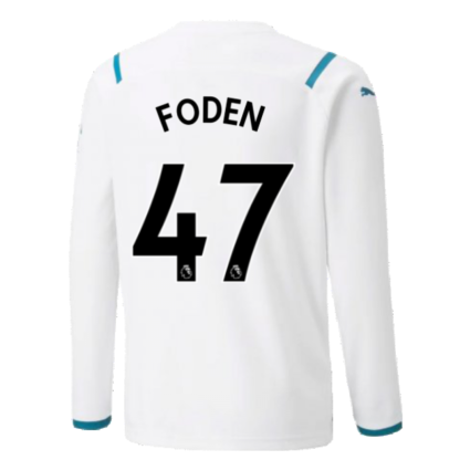 2021-2022 Man City Long Sleeve Away Shirt (Kids) (FODEN 47)