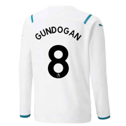 2021-2022 Man City Long Sleeve Away Shirt (Kids) (GUNDOGAN 8)