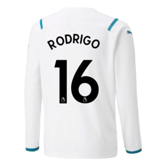 2021-2022 Man City Long Sleeve Away Shirt (Kids) (RODRIGO 16)