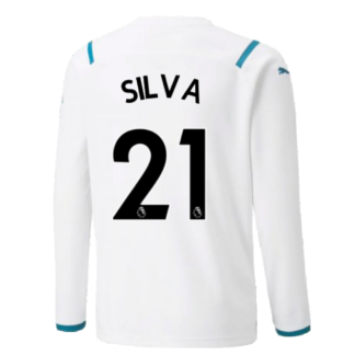 2021-2022 Man City Long Sleeve Away Shirt (Kids) (SILVA 21)