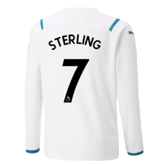 2021-2022 Man City Long Sleeve Away Shirt (Kids) (STERLING 7)