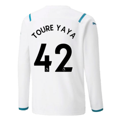 2021-2022 Man City Long Sleeve Away Shirt (Kids) (TOURE YAYA 42)