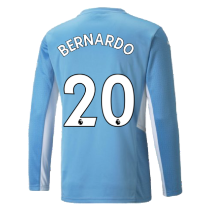 2021-2022 Man City Long Sleeve Home Shirt (Kids) (BERNARDO 20)