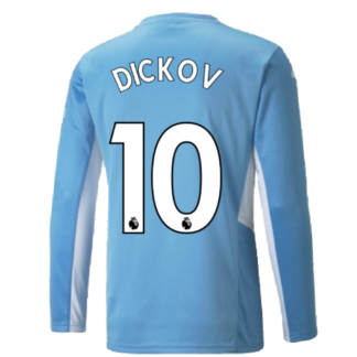 2021-2022 Man City Long Sleeve Home Shirt (Kids) (DICKOV 10)