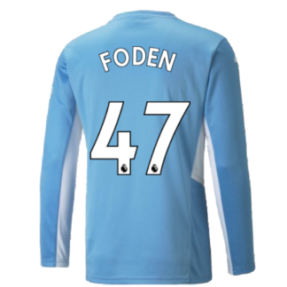 2021-2022 Man City Long Sleeve Home Shirt (Kids) (FODEN 47)