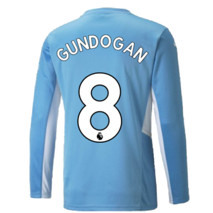 2021-2022 Man City Long Sleeve Home Shirt (Kids) (GUNDOGAN 8)