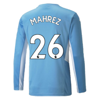 2021-2022 Man City Long Sleeve Home Shirt (Kids) (MAHREZ 26)