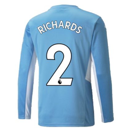 2021-2022 Man City Long Sleeve Home Shirt (Kids) (RICHARDS 2)