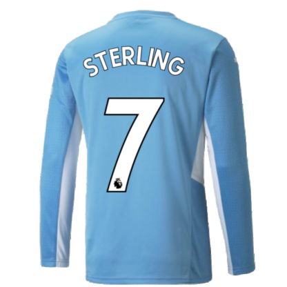 2021-2022 Man City Long Sleeve Home Shirt (Kids) (STERLING 7)