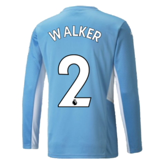 2021-2022 Man City Long Sleeve Home Shirt (Kids) (WALKER 2)