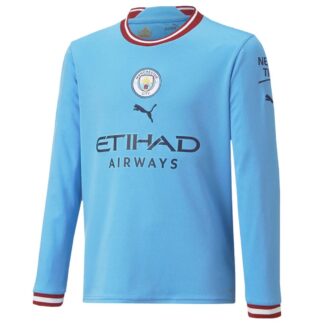2022-2023 Man City Long Sleeve Home Shirt (Kids)