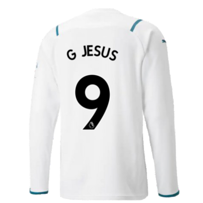 2021-2022 Man City Long Sleeve Away Shirt (G JESUS 9)