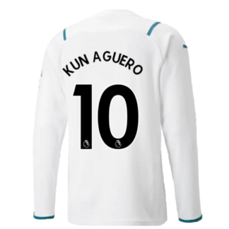 2021-2022 Man City Long Sleeve Away Shirt (KUN AGUERO 10)