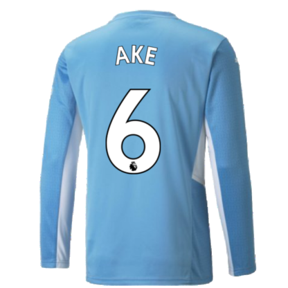2021-2022 Man City Long Sleeve Home Shirt (AKE 6)