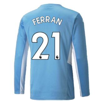 2021-2022 Man City Long Sleeve Home Shirt (FERRAN 21)
