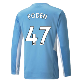 2021-2022 Man City Long Sleeve Home Shirt (FODEN 47)
