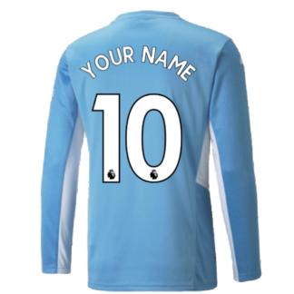 2021-2022 Man City Long Sleeve Home Shirt (Your Name)