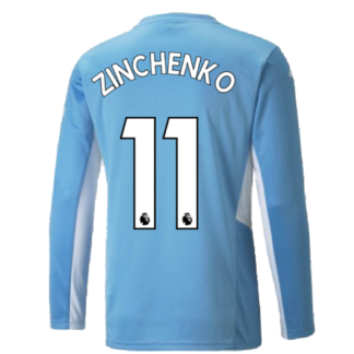 2021-2022 Man City Long Sleeve Home Shirt (ZINCHENKO 11)