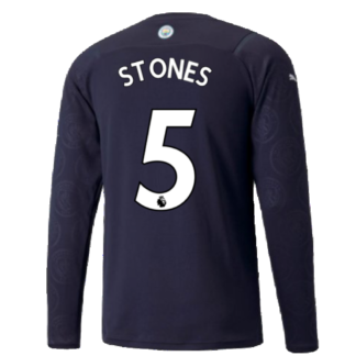 2021-2022 Man City Long Sleeve Third Shirt (STONES 5)