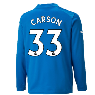 2022-2023 Man City LS Goalkeeper Shirt (Electric Blue) - Kids (Carson 33)