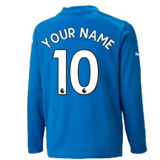 2022-2023 Man City LS Goalkeeper Shirt (Electric Blue) - Kids (Your Name)