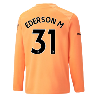 2022-2023 Man City LS Goalkeeper Shirt (Neon Citrus) - Kids (EDERSON M 31)