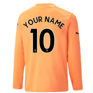 2022-2023 Man City LS Goalkeeper Shirt (Neon Citrus) - Kids (Your Name)