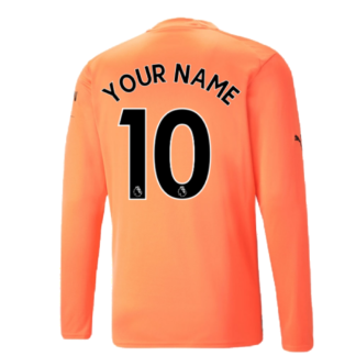2022-2023 Man City LS Goalkeeper Shirt (Neon Citrus) (Your Name)