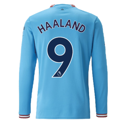 2022-2023 Man City Long Sleeve Home Shirt (HAALAND 9)