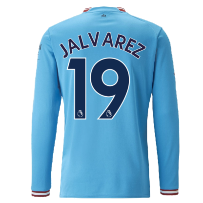 2022-2023 Man City Long Sleeve Home Shirt (J ALVAREZ 19)