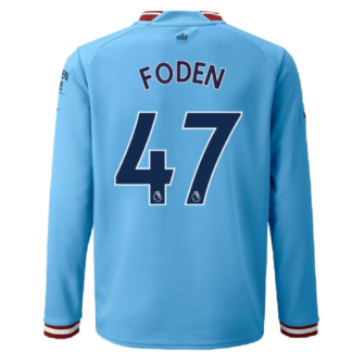 2022-2023 Man City Long Sleeve Home Shirt (Kids) (FODEN 47)