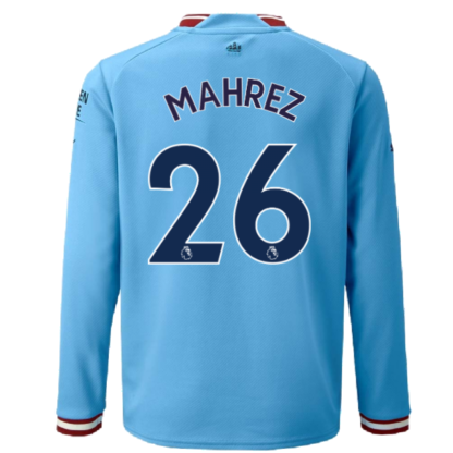 2022-2023 Man City Long Sleeve Home Shirt (Kids) (MAHREZ 26)