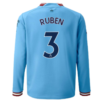 2022-2023 Man City Long Sleeve Home Shirt (Kids) (RUBEN 3)