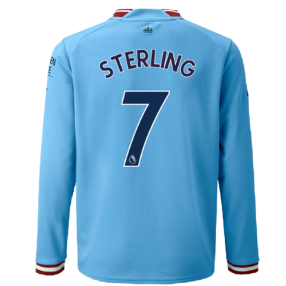 2022-2023 Man City Long Sleeve Home Shirt (Kids) (STERLING 7)