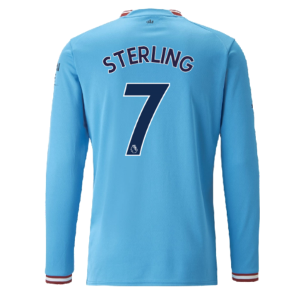 2022-2023 Man City Long Sleeve Home Shirt (STERLING 7)