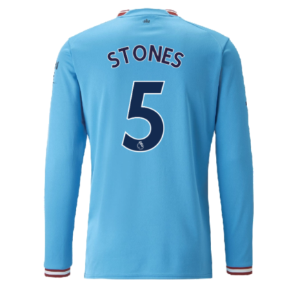 2022-2023 Man City Long Sleeve Home Shirt (STONES 5)