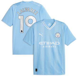 Manchester City Puma Home Shirt 2023-24 with J.Alvarez 19 printing