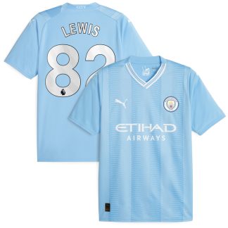 Manchester City Puma Home Shirt 2023-24 with Lewis 82 printing