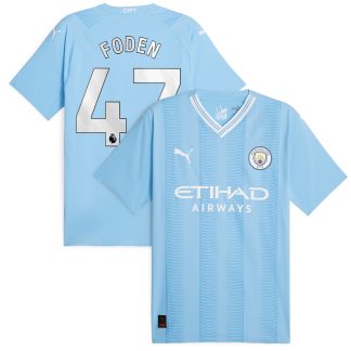 Manchester City Puma Home Authentic Shirt 2023-24 with Foden 47 printing