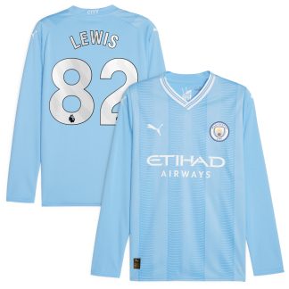 Manchester City Puma Home Shirt 2023-24 - Long Sleeve with Lewis 82 printing