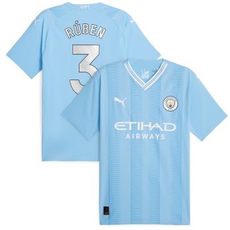 Manchester City Puma Home Authentic Shirt 2023-24 with Rúben 3 printing