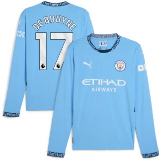 Manchester City PUMA Home Shirt 2024-25 - Long Sleeve with De Bruyne 17 printing