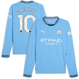 Manchester City PUMA Home Shirt 2024-25 - Long Sleeve with Grealish 10 printing