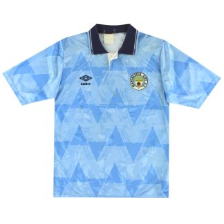 1989-91 Manchester City Umbro Home Shirt L - Manchester City / Excellent / Large