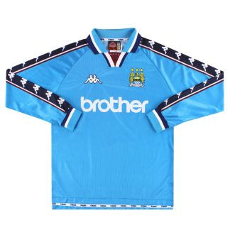 1997-99 Manchester City Home Shirt L/S L - Manchester City / Excellent / Large