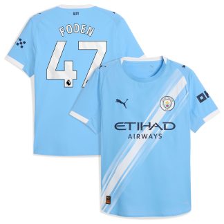 Manchester City PUMA Authentic Home Shirt 2025-26 with Foden 47 printing