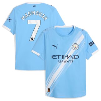 Manchester City PUMA Authentic Home Shirt 2025-26 with Marmoush 7 printing
